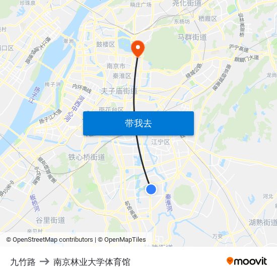 九竹路 to 南京林业大学体育馆 map