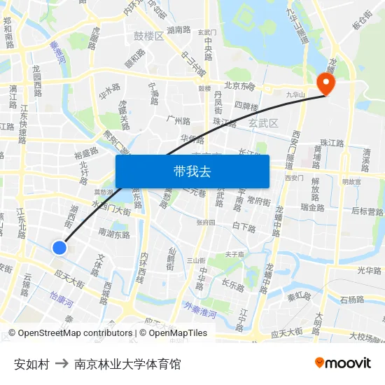 安如村 to 南京林业大学体育馆 map