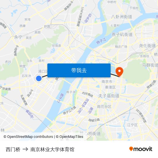 西门桥 to 南京林业大学体育馆 map