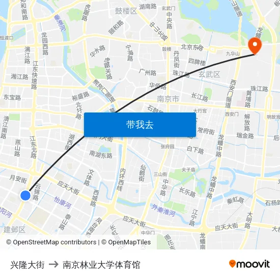 兴隆大街 to 南京林业大学体育馆 map