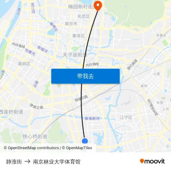 静淮街 to 南京林业大学体育馆 map