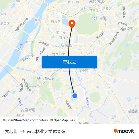 文心街 to 南京林业大学体育馆 map