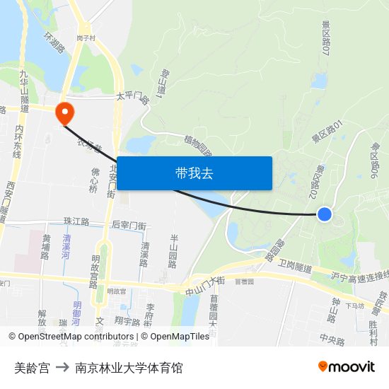 美龄宫 to 南京林业大学体育馆 map