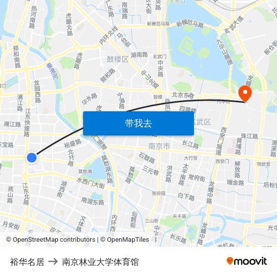裕华名居 to 南京林业大学体育馆 map