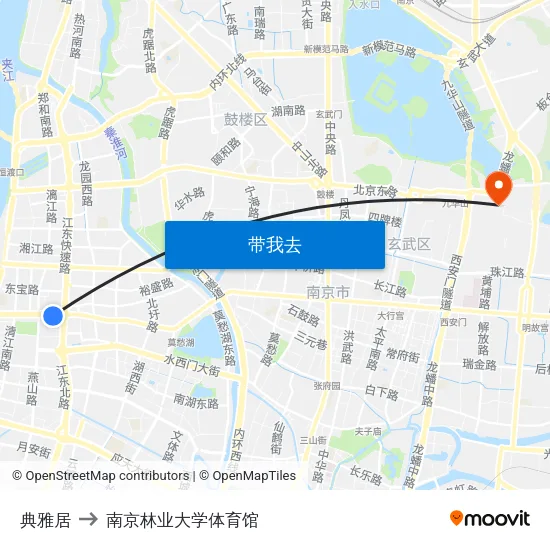 典雅居 to 南京林业大学体育馆 map