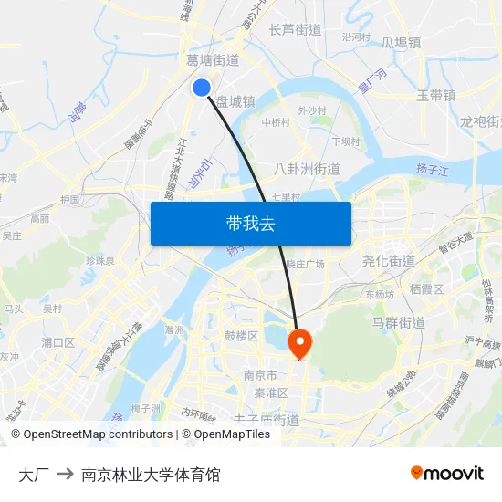 大厂 to 南京林业大学体育馆 map