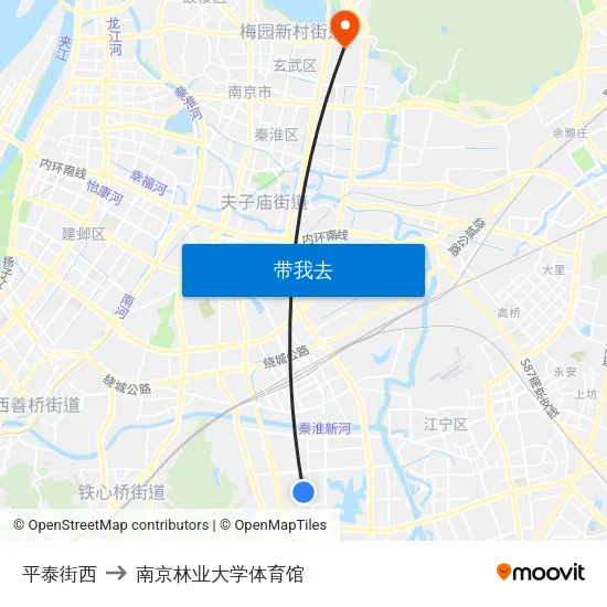 平泰街西 to 南京林业大学体育馆 map