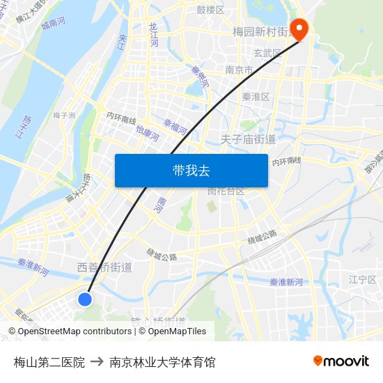 梅山第二医院 to 南京林业大学体育馆 map