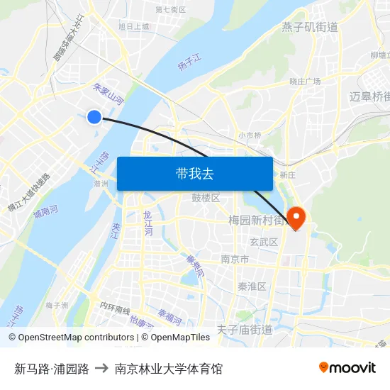 新马路·浦园路 to 南京林业大学体育馆 map