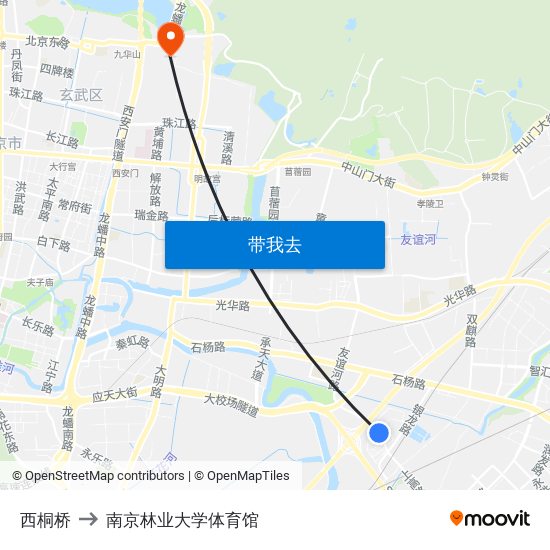 西桐桥 to 南京林业大学体育馆 map