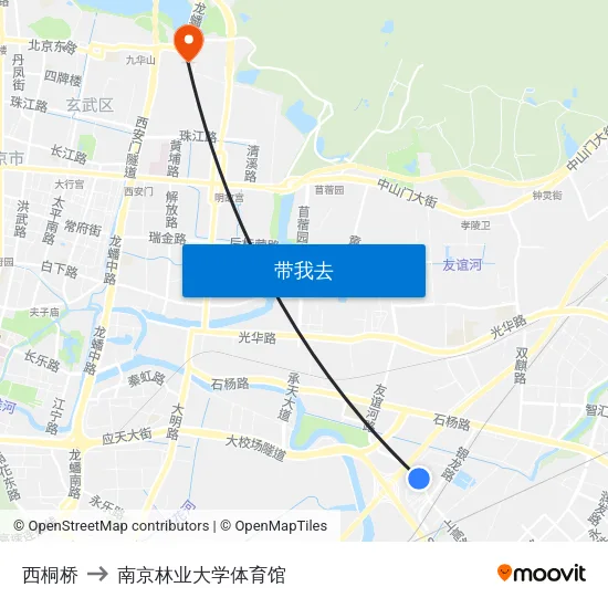 西桐桥 to 南京林业大学体育馆 map