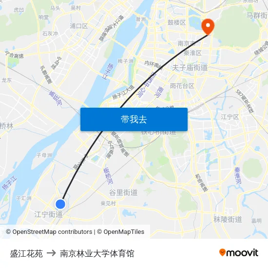 盛江花苑 to 南京林业大学体育馆 map