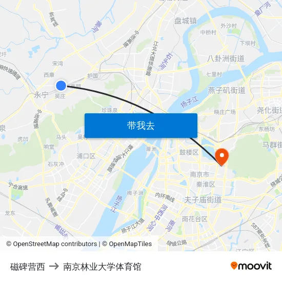 磁碑营西 to 南京林业大学体育馆 map