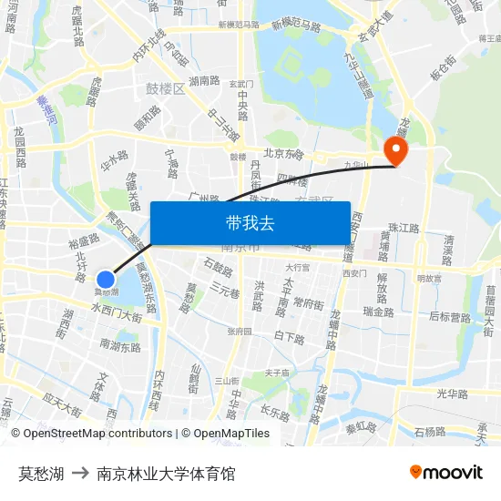 莫愁湖 to 南京林业大学体育馆 map