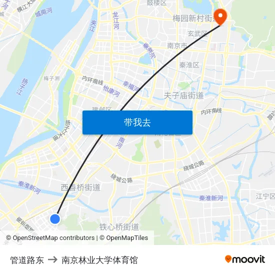 管道路东 to 南京林业大学体育馆 map