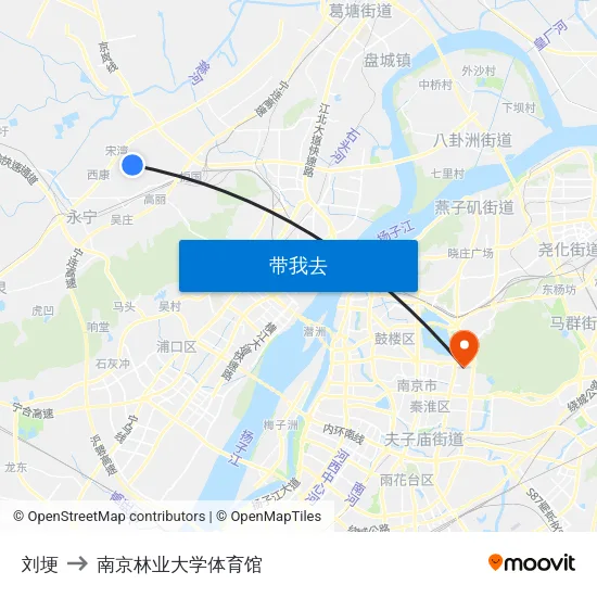 刘埂 to 南京林业大学体育馆 map