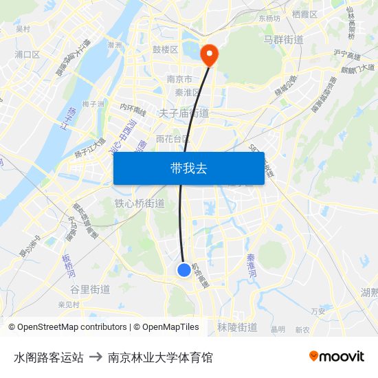 水阁路客运站 to 南京林业大学体育馆 map