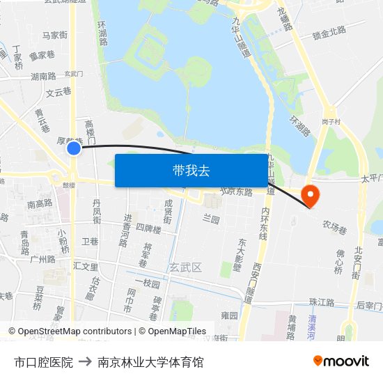 市口腔医院 to 南京林业大学体育馆 map