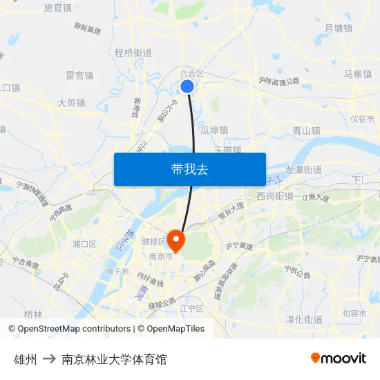 雄州 to 南京林业大学体育馆 map