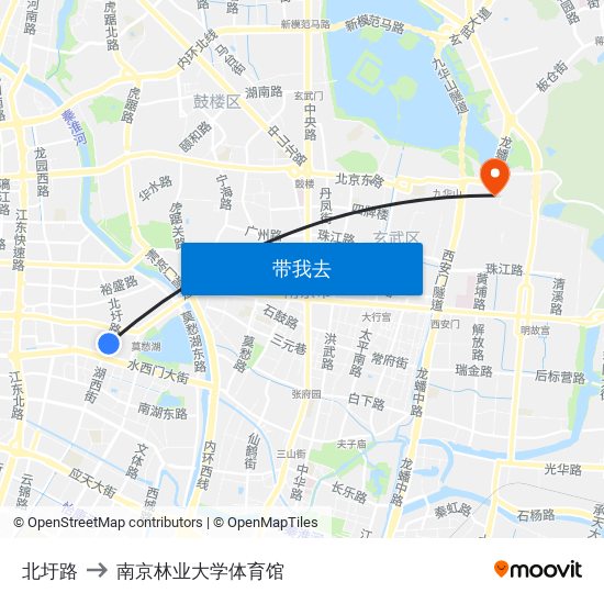 北圩路 to 南京林业大学体育馆 map