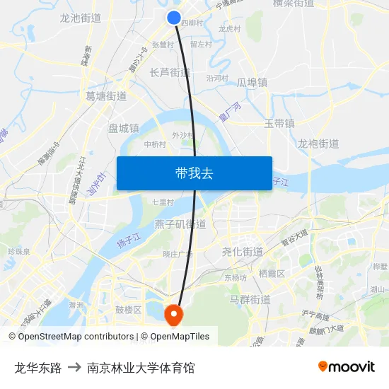 龙华东路 to 南京林业大学体育馆 map
