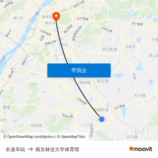 长途车站 to 南京林业大学体育馆 map