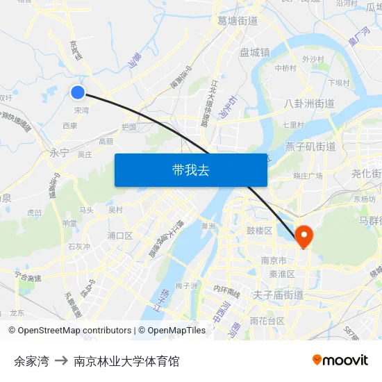 余家湾 to 南京林业大学体育馆 map