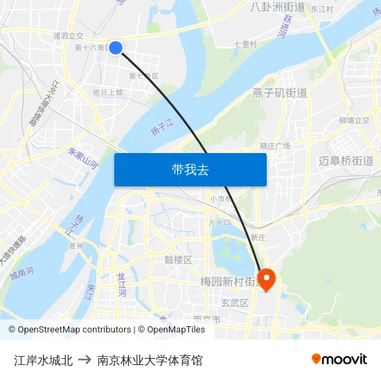 江岸水城北 to 南京林业大学体育馆 map