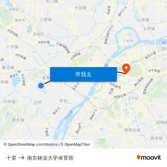 十里 to 南京林业大学体育馆 map