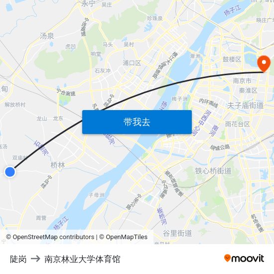陡岗 to 南京林业大学体育馆 map