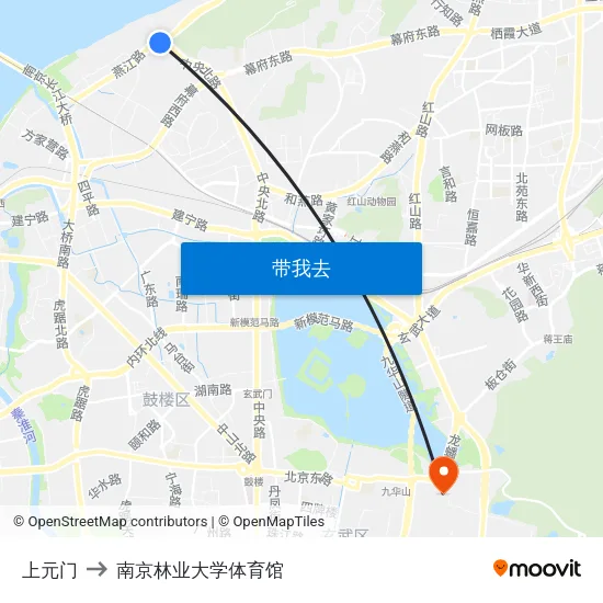 上元门 to 南京林业大学体育馆 map