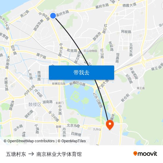 五塘村东 to 南京林业大学体育馆 map