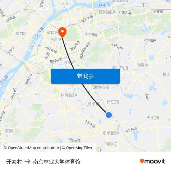 开泰村 to 南京林业大学体育馆 map