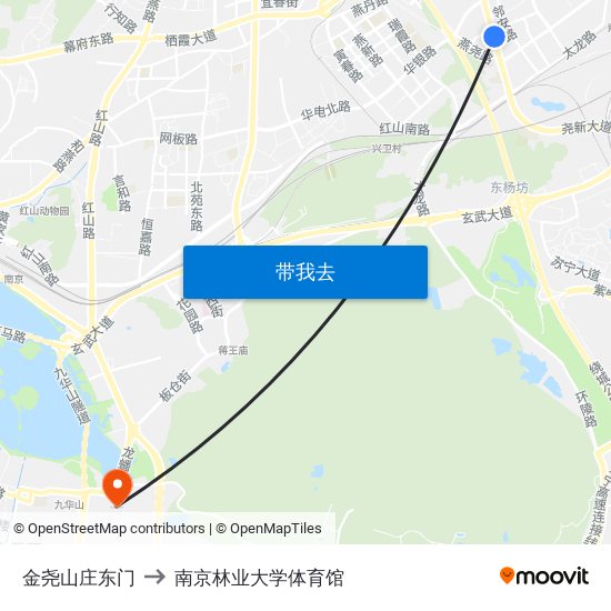 金尧山庄东门 to 南京林业大学体育馆 map