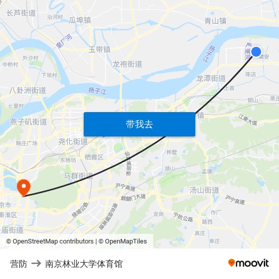 营防 to 南京林业大学体育馆 map