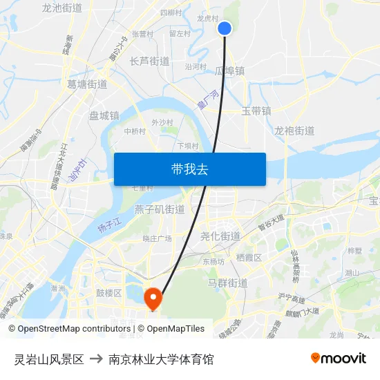 灵岩山风景区 to 南京林业大学体育馆 map