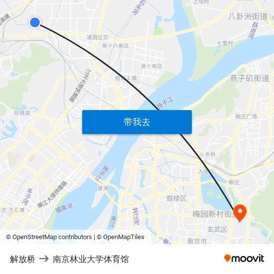 解放桥 to 南京林业大学体育馆 map
