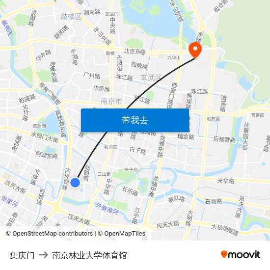 集庆门 to 南京林业大学体育馆 map
