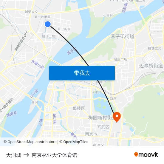 天润城 to 南京林业大学体育馆 map