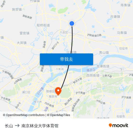 长山 to 南京林业大学体育馆 map