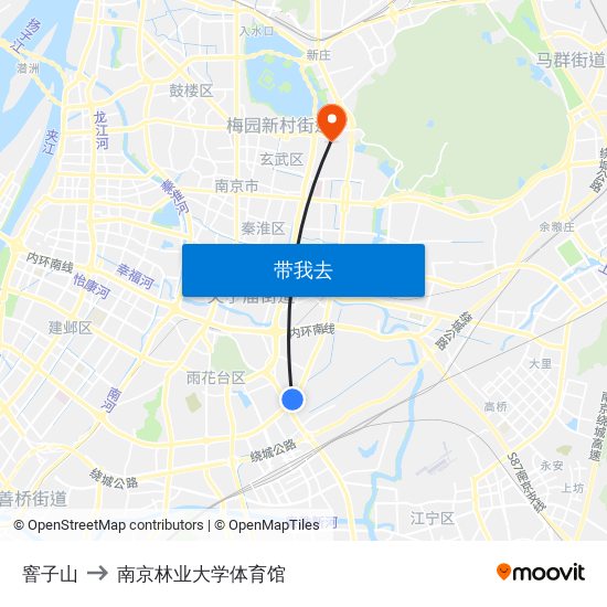 窨子山 to 南京林业大学体育馆 map