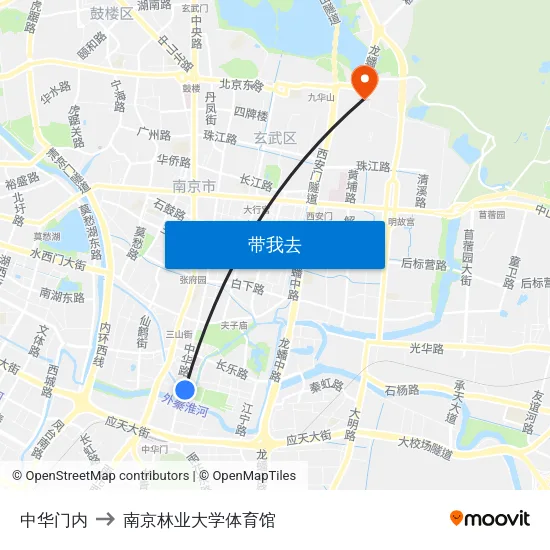 中华门内 to 南京林业大学体育馆 map