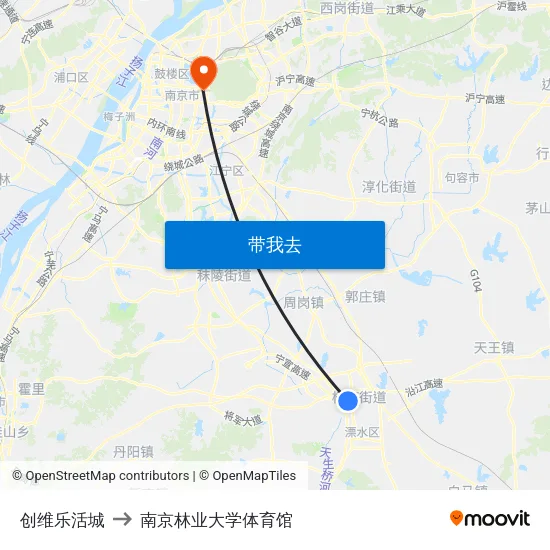 创维乐活城 to 南京林业大学体育馆 map