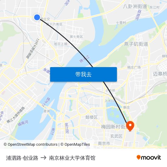 浦泗路·创业路 to 南京林业大学体育馆 map