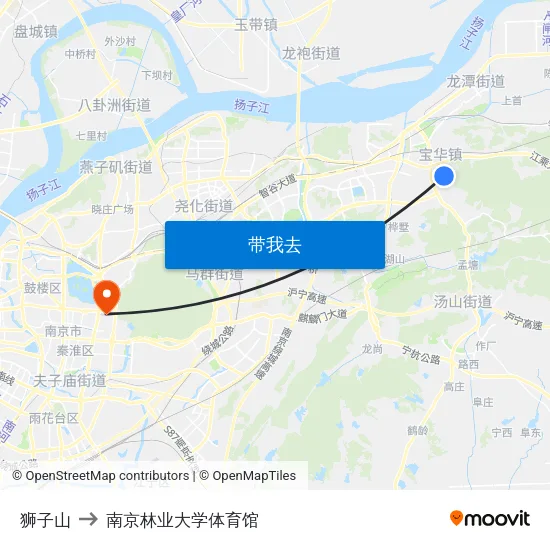 狮子山 to 南京林业大学体育馆 map