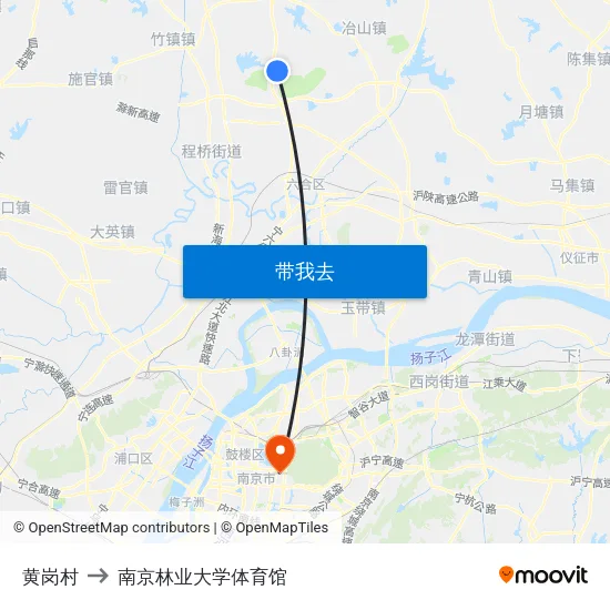 黄岗村 to 南京林业大学体育馆 map