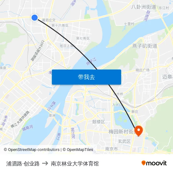 浦泗路·创业路 to 南京林业大学体育馆 map