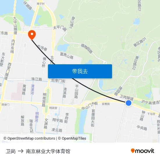 卫岗 to 南京林业大学体育馆 map