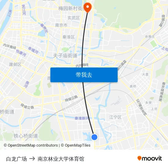 白龙广场 to 南京林业大学体育馆 map