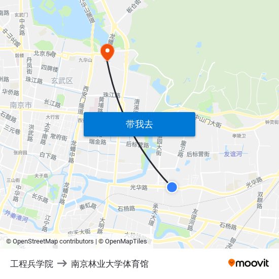 工程兵学院 to 南京林业大学体育馆 map